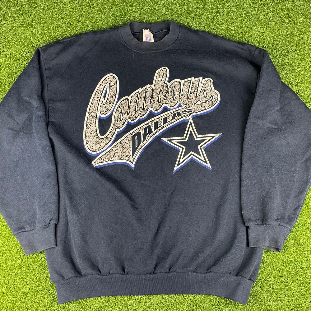 Vintage 90s Logo 7 Dallas Cowboys Navy Blue Graphic Crewneck Sz XL